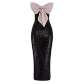 Strapless Sleeveless Maxi Sequins Bodycon Dress